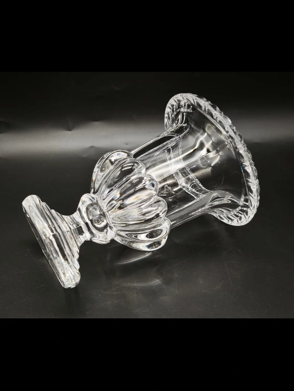 Clear Glass Urn Vase - Pressed Glass Decorative Accent